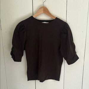 Elegant Dark Brown Puff Sleeve Top